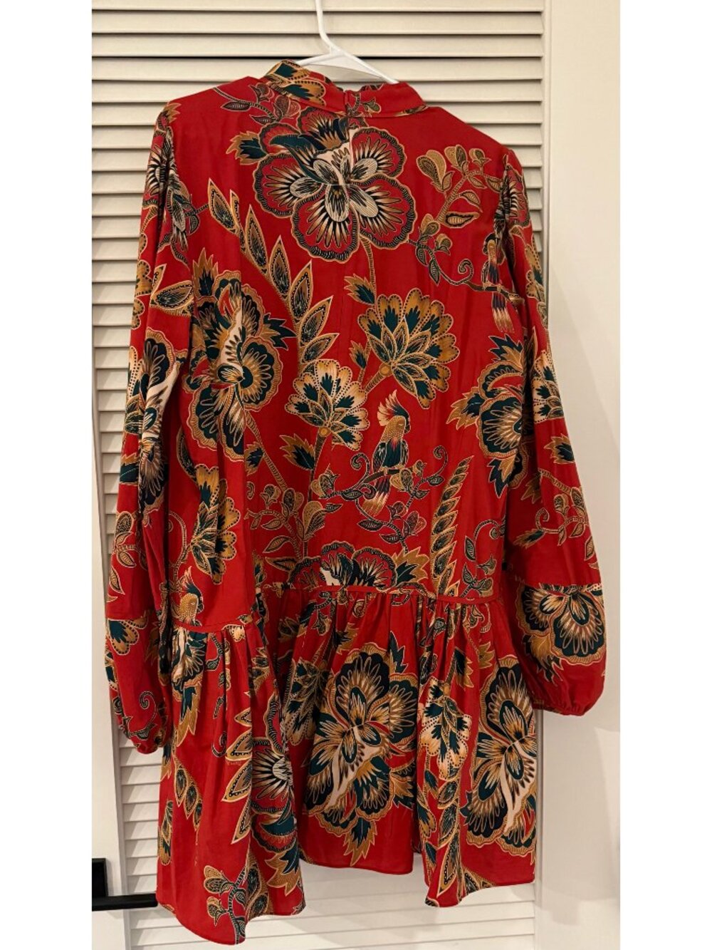 Farm Rio Red Maxi Floral Long Sleeve Mini Dress Size XL - Picture 5 of 6